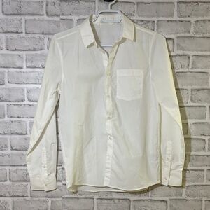 H&M White Long-Sleeve Dress Shirt with Chest Pocket, size 12-13